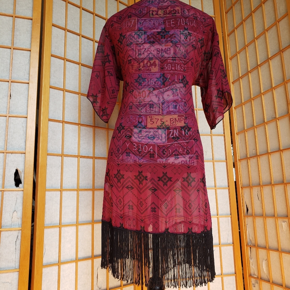 LuLaRoe Boho Kimono Fringe Coverup - Picture 3 of 7